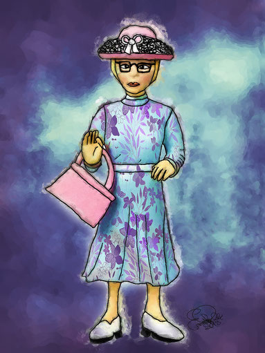 Exponattitel: Fräulein Prysselius, oder die Prusseliese - Exponatgrößen: 30 x 40 - Art: digiART / Digitales Gemälde / Aquarellmalerei - © by Pelz Kreativ 2019