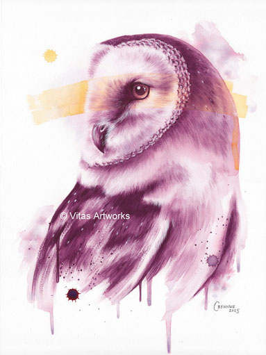 modernes Eulenbild - Aquarell Original