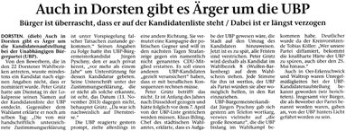 Artikel in der STIMBERG ZEITUNG am 17. April 2014: Auch in Dorsten gibt es Ärger