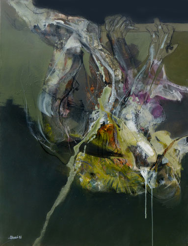 Accroche toi Acrylique sur toile dim 116cmx89cm