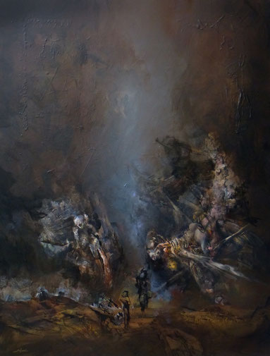 "Les anges attendront" Acrylique sur toile Dim 130cmx97cm