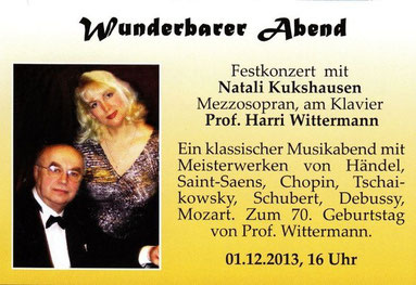 Wunderbarer Abend im Meistersaal im Borsigturm vom 01.12.2013