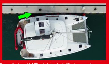 Glossar, Mit Achterspring Katamaran in Position halten, Katamaranübung, Katamaran Glossar, Katamarantraining, Katamaran Manöver Training, Hafenmanöver Training, Skipper Katamarantraining