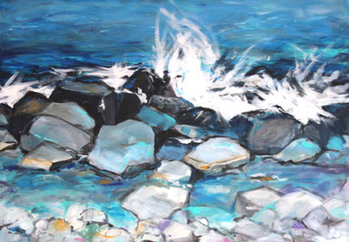Brandung  am Atlantik  70  x  100   Acryl, Kohle