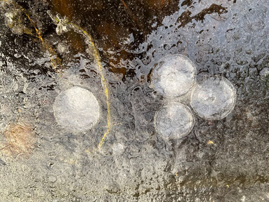 Luftblasen in Eis gefroren