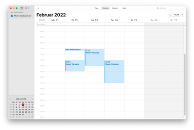 Screenshot Anzeige Merlin Project Termine im Apple Kalender
