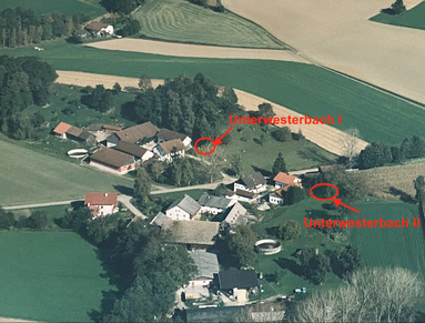 Lage Erdställe Unterwesterbach I und II (Basis Google Earth)