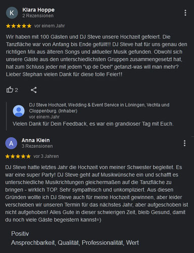 Suche Hochzeit DJ in Quakenbrück, Werlte, Diepholz, Vechta, Lohne, Lingen, Löningen, Cloppenburg, Oldenburg, Bremen und Friesoythe für Party Musik für unsere Firmen Feier.