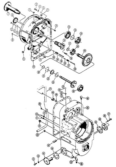 Torque Converter Housing, Gears and Transmission Housing