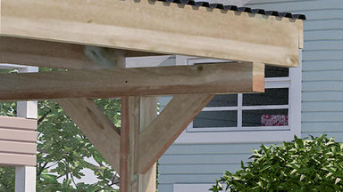 Carportdetail mit Kopfbändern zur Stabilisierung