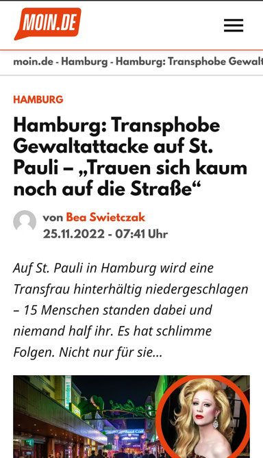 Transfeindlicher Übergriff am 17.07.2021 auf der Reeperbahn !!!!!!