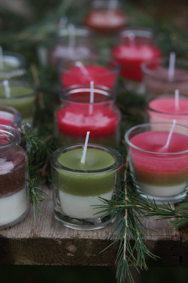 selbstgemachte Kerzen im Glas