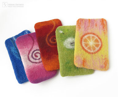 Workshop, Filzkurs, handgefilzte Handytaschen, gefilzte Smartphone-Taschen