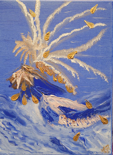 Toile acrylique  30/40 cm eau, métal, terre