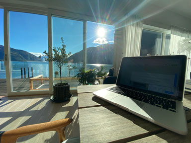 Meine Aussicht beim Schreiben meiner Übersetzungen und Artikel hier in Norwegen