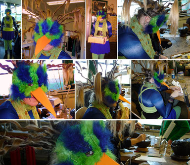 Drahtkrone, Frisur(mehr dazu weiter unten) und Maske natürlich selbst gemacht, Rest zusammengestellt. Photos: Albina Funkl