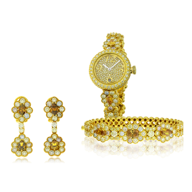 Edelstein und Diamanten Collier in Gelbgold, angefertigt auf Kundenwunsch von der Goldschmiede OBSESSION Zürich und Wetzikon