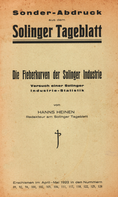 Hanns Heinen – Die Fieberkurven der Solinger Industrie, 1922