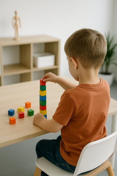 Ergotherapie für Kinder in Rheinfelden – Übung mit Bauklötzen