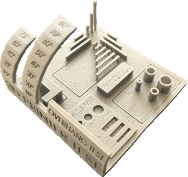 3D-Teil zum Herausfinden und zur Optimierung von Druckparametern