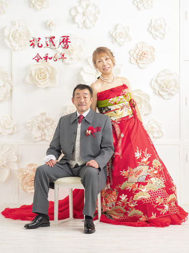 札幌市のスタジオ夢物語札幌の還暦祝い撮影