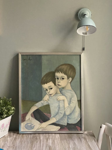 Mia Lederer (ca. 1950-55). Peter en Stefan. Schilderij: 41x51 cm. Foto: Thea-Warrior, 9 juli 2022.