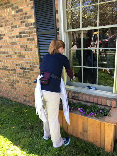 Residential storm window cleaning in Lexington, Kentucky.