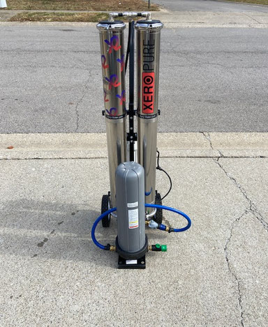 Xero RO/DI water purification system to clean windows spot-free.