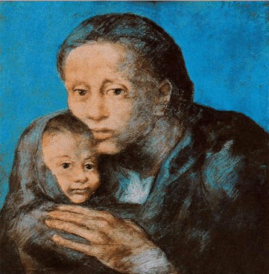 P. Picasso, "Madre con bambino malato"