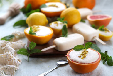 Zitrusfrucht Joghurt Eis