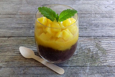 Chia-Schokopudding mit Mangokompott