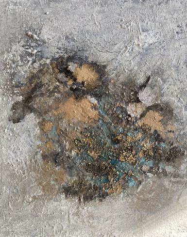 "Gold und Silber", Acryl und Kupferoxid auf Leinwand, 50x50 cm