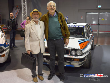 vinicio mais con sergio limone davanti a lancia delta a fiera di vicenza mondo motori 2019