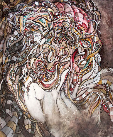 Matt.B, mattb, peinture, acrylique, encre, femme, nu, painting, acrylic, ink, woman, nude 