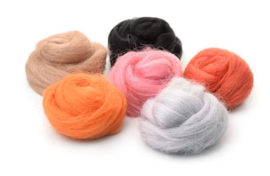 fibres de laine colorées