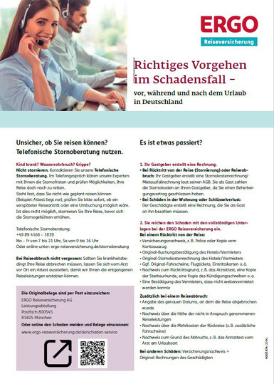 Leitfaden für die schnelle Schadenbearbeitung bei einer Seminar-Stornierung bei der ERGO Reiseversicherung