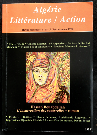 Cover der Zeitschrift Algérie Littérature / Action N° 18-19 aus dem Jahr 1998. Auf dem Cover ein Gemälde von Bettina Heinen-Ayech