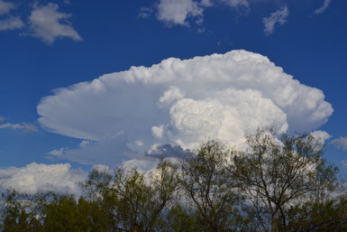 Anvil cloud building to our east