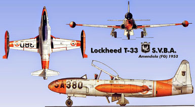 T-33 della Scuola Volo di Amendola. Fonte: Monografie Aeronautiche Italiane - Elaborazione AeroStoria