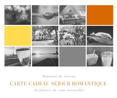 composer votre carte cadeau pour un séjour en chambres d'hôtes ou gîte inoubliable avec fleurs, chandelles, bouteille de Crémant de Loire ...