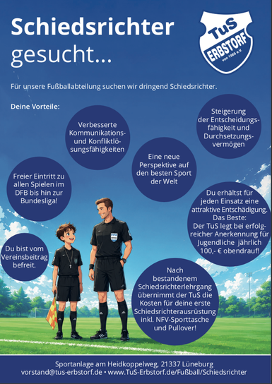 Flyer mit allen Infos zur Schiedsrichtersuche.