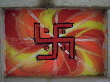 Die Swastika, eines der meistverwendeten Symbole des Jainismus