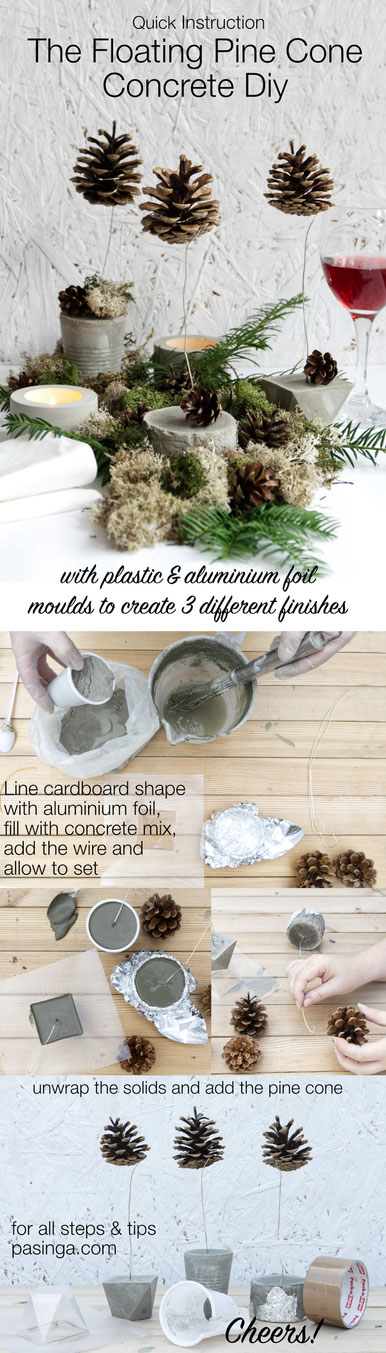 DIY Quick Instruction DIY Floating Pine Cone PASiNGA Concrete Tutorial