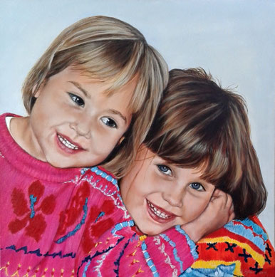 Lisa und Julia, Acryl, 60x60cm, 2015,  Auftragsarbeit