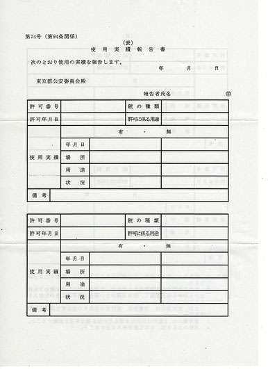 使用実績報告書（表）