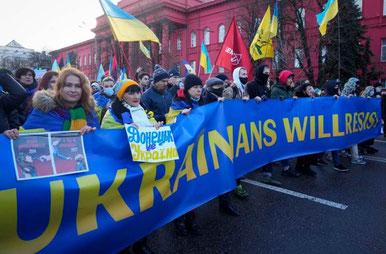 Demo i Ukraines hovedstad Kiev, 12. februar 2022 