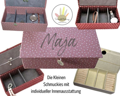 handgemachtes Geschenk mit Name, viele Schmuckkästchen klein mit Fächern individuell von SchönsteOrdnung Box KunstHandwerk Bayern