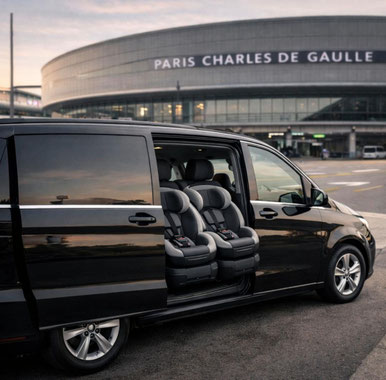 Taxi Charles de Gaulle with Baby Seat