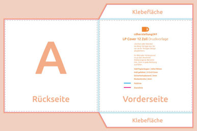Schnittmuster für eine Außenhülle einer 12" LP, gefaltet HxB 312 x 315 mm / Quelle: cdherstellung24.de