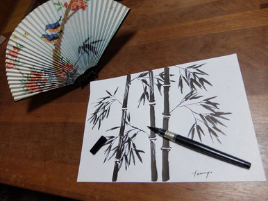 Casual online Japanese ink painting classes by donation in English. 